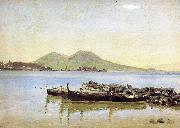 Christen Kobke The Bay of Naples with Vesuvius in the Background oil painting on canvas